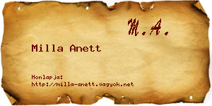 Milla Anett névjegykártya